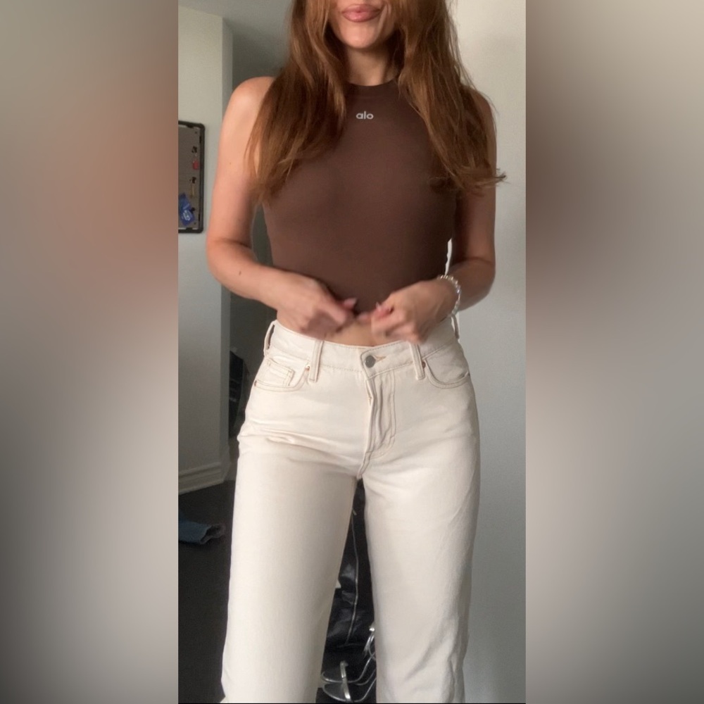 NWT H&M straight regular fit mid waist off White Jeans